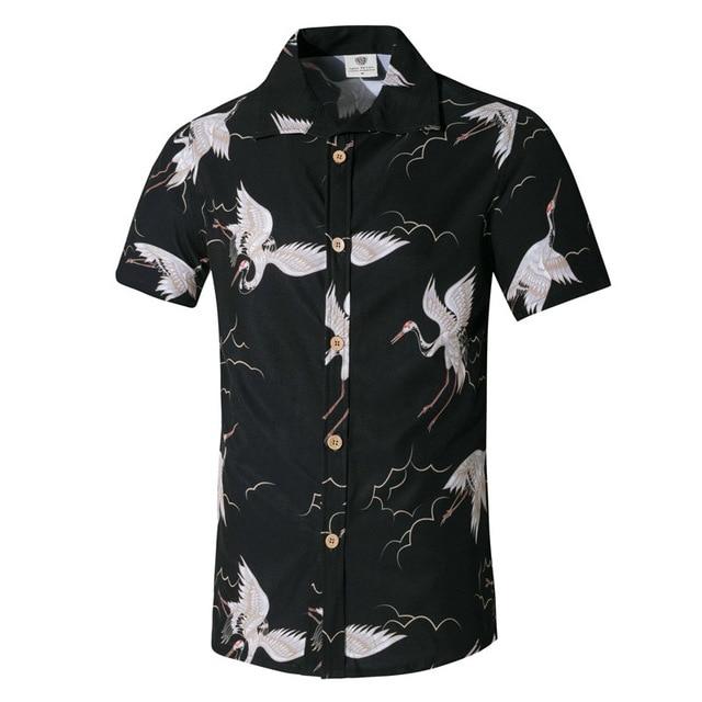 Summer Men Shirt Casual Short Sleeve Men's Shirts Hawaii Male animal