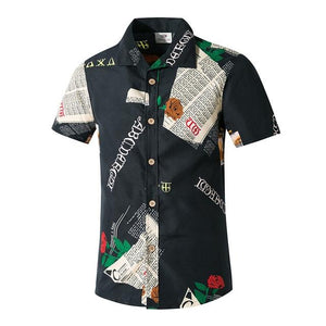 Summer Men Shirt Casual Short Sleeve Men's Shirts Hawaii Male animal
