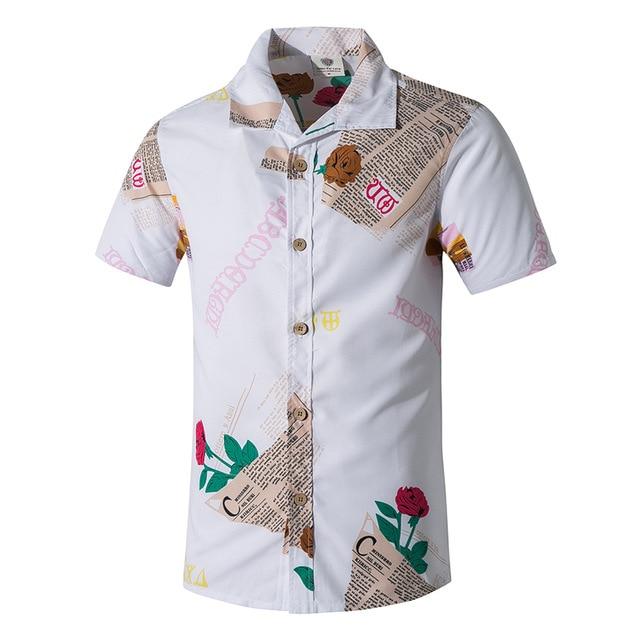 Summer Men Shirt Casual Short Sleeve Men's Shirts Hawaii Male animal