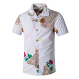 Summer Men Shirt Casual Short Sleeve Men's Shirts Hawaii Male animal