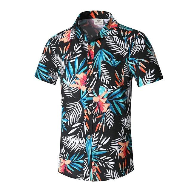 Summer Men Shirt Casual Short Sleeve Men's Shirts Hawaii Male animal