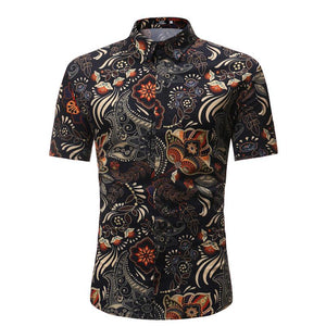 Men Shirt Summer Style Palm Tree Print Beach Hawaiian Shirt Men Casual Short Sleeve Hawaii Shirt