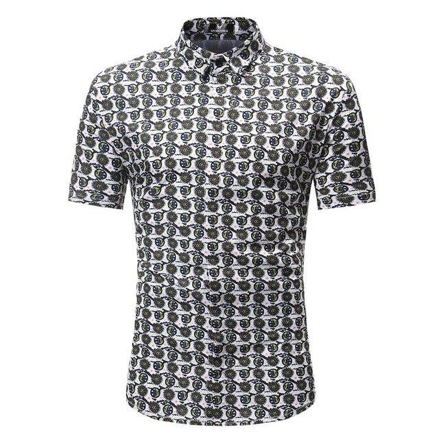 Men Shirt Summer Style Palm Tree Print Beach Hawaiian Shirt Men Casual Short Sleeve Hawaii Shirt