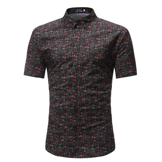 Men Shirt Summer Style Palm Tree Print Beach Hawaiian Shirt Men Casual Short Sleeve Hawaii Shirt