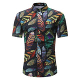 Men Shirt Summer Style Palm Tree Print Beach Hawaiian Shirt Men Casual Short Sleeve Hawaii Shirt