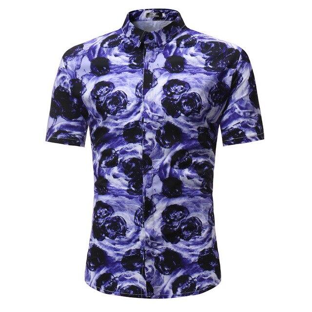 Men Shirt Summer Style Palm Tree Print Beach Hawaiian Shirt Men Casual Short Sleeve Hawaii Shirt