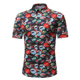 Men Shirt Summer Style Palm Tree Print Beach Hawaiian Shirt Men Casual Short Sleeve Hawaii Shirt
