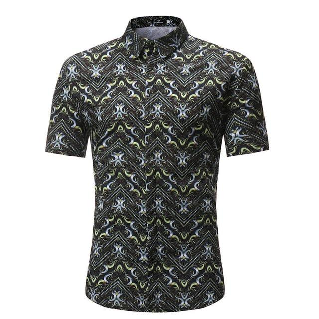 Men Shirt Summer Style Palm Tree Print Beach Hawaiian Shirt Men Casual Short Sleeve Hawaii Shirt