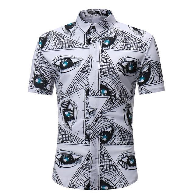 Men Shirt Summer Style Palm Tree Print Beach Hawaiian Shirt Men Casual Short Sleeve Hawaii Shirt