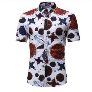 Men Shirt Summer Style Palm Tree Print Beach Hawaiian Shirt Men Casual Short Sleeve Hawaii Shirt