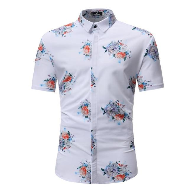 Men Shirt Summer Style Palm Tree Print Beach Hawaiian Shirt Men Casual Short Sleeve Hawaii Shirt