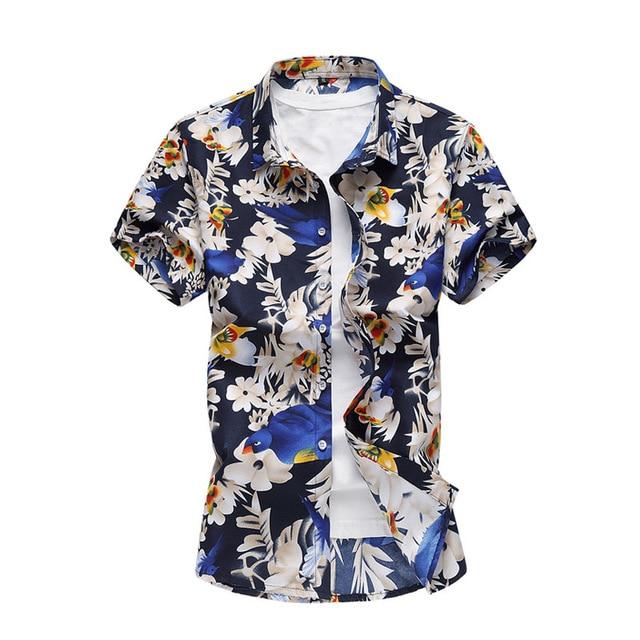 Summer Shirt Men Casual Short Sleeve Men's Floral Shirts Hawaii