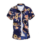 Summer Shirt Men Casual Short Sleeve Men's Floral Shirts Hawaii