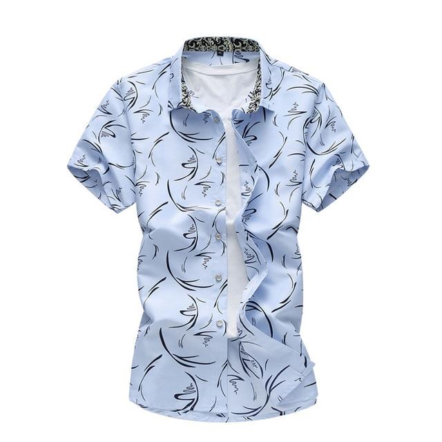 Summer Shirt Men Casual Short Sleeve Men's Floral Shirts Hawaii