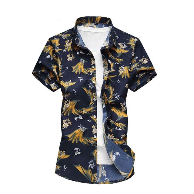 Summer Shirt Men Casual Short Sleeve Men's Floral Shirts Hawaii