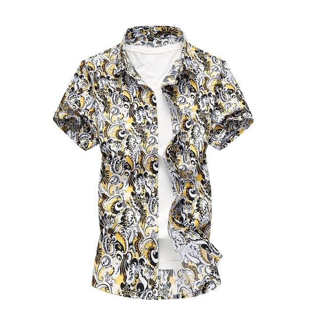 Summer Shirt Men Casual Short Sleeve Men's Floral Shirts Hawaii
