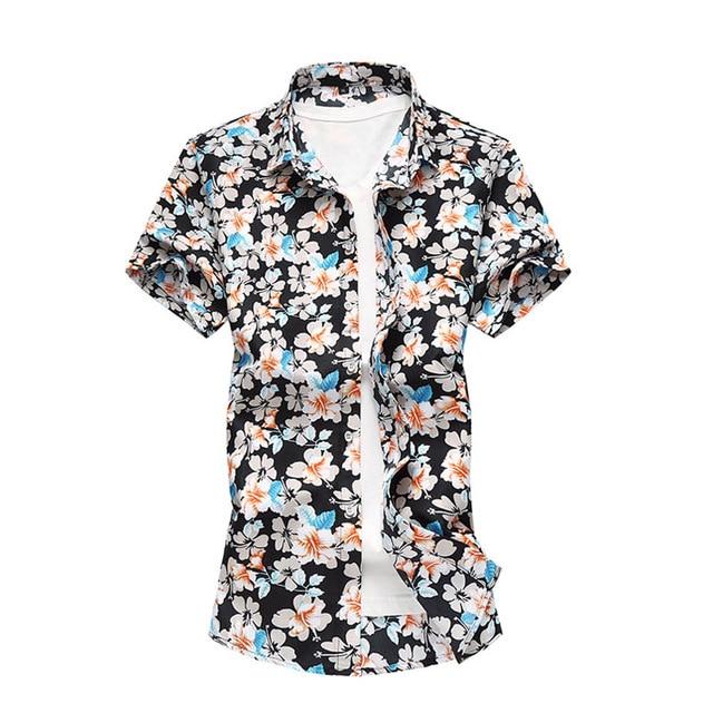 Summer Shirt Men Casual Short Sleeve Men's Floral Shirts Hawaii