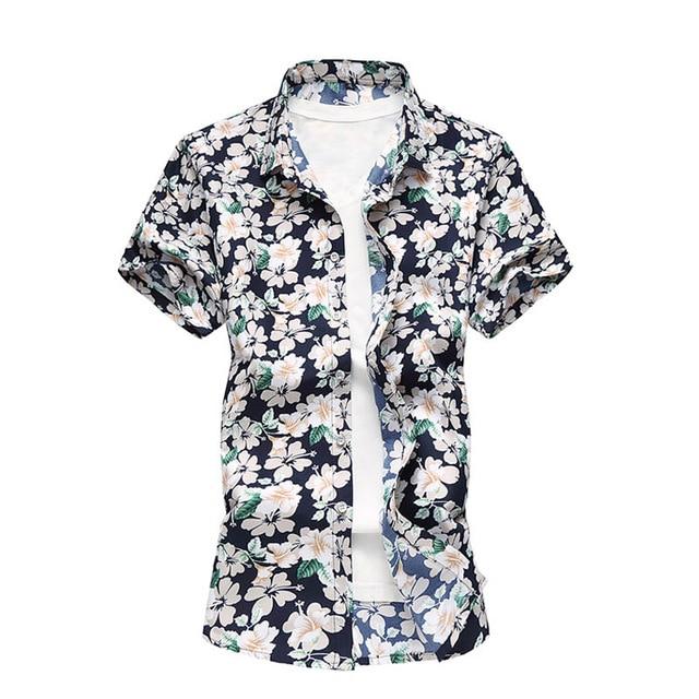 Summer Shirt Men Casual Short Sleeve Men's Floral Shirts Hawaii