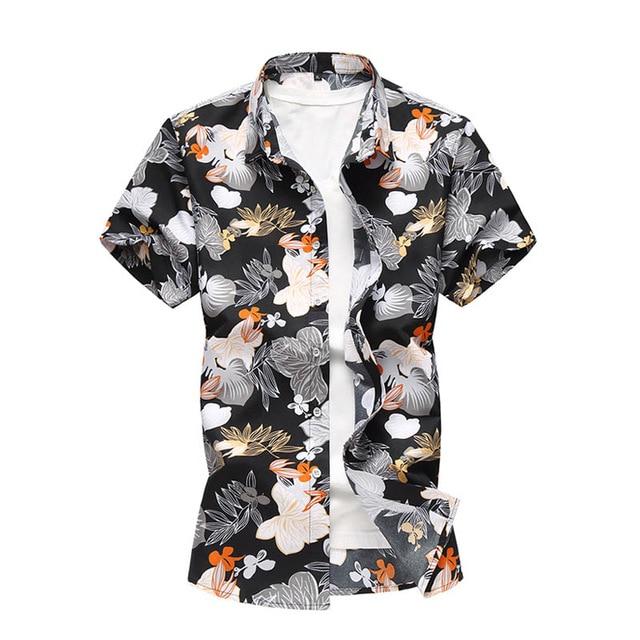 Summer Shirt Men Casual Short Sleeve Men's Floral Shirts Hawaii