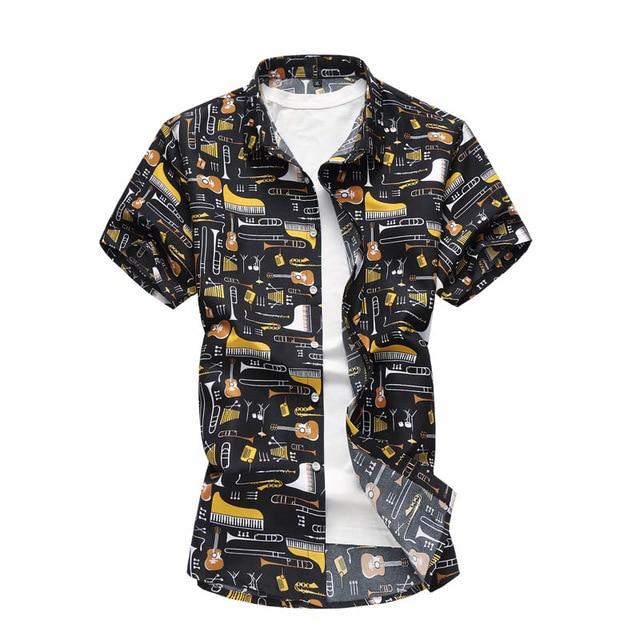 Summer Shirt Men Casual Short Sleeve Men's Floral Shirts Hawaii