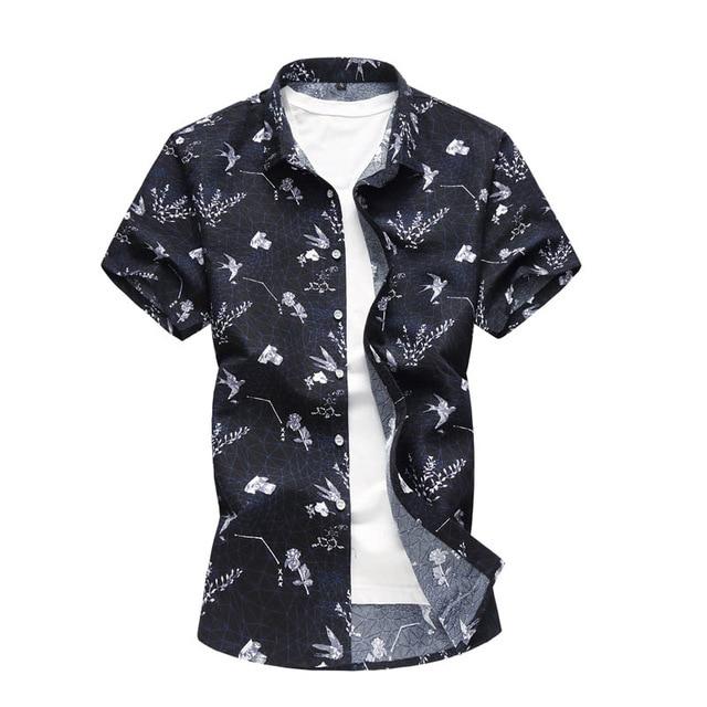 Summer Shirt Men Casual Short Sleeve Men's Floral Shirts Hawaii