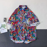 Casual Streetwear Beach Printed Short Sleeve Shirt Men Hawaii