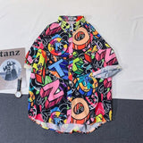 Casual Streetwear Beach Printed Short Sleeve Shirt Men Hawaii