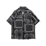 Mens Paisley Floral Print Hawaii Beach Shirts Harajuku Streetwear Summer
