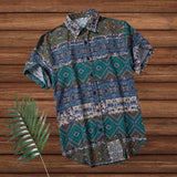 Hawaii style men's beach shirt large size loose fashion casual cotton short-sleeved shirt