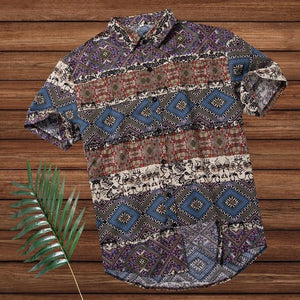 Hawaii style men's beach shirt large size loose fashion casual cotton short-sleeved shirt