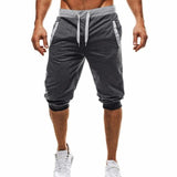 Shorts Men Leisure Knee Length Shorts Color Patchwork