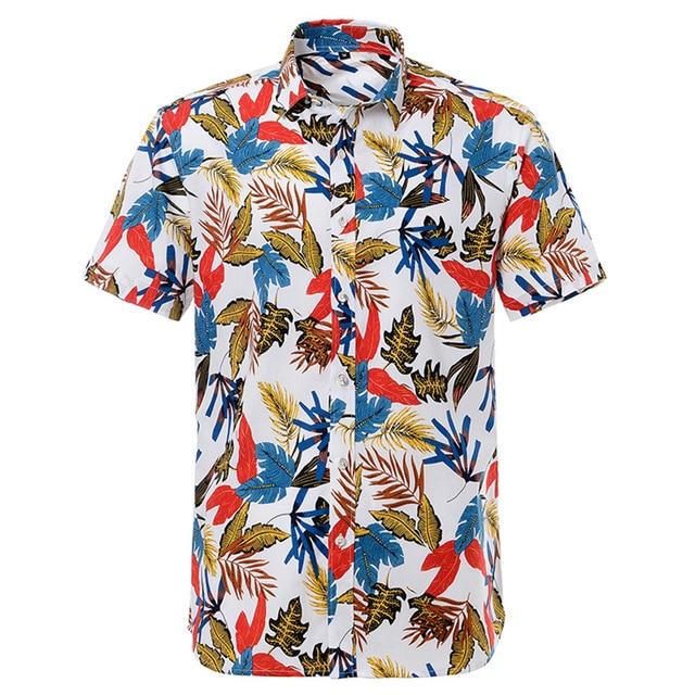 Summer Pure Cotton Mens Hawaii Flower