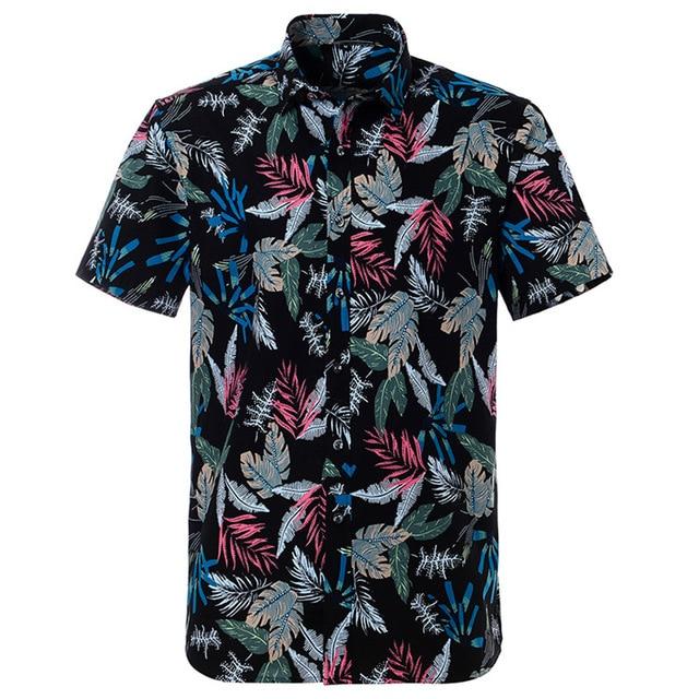 Summer Pure Cotton Mens Hawaii Flower
