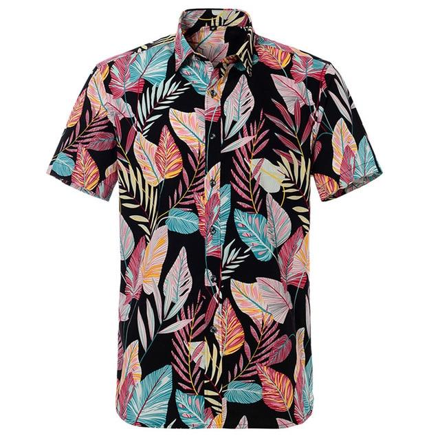Summer Pure Cotton Mens Hawaii Flower