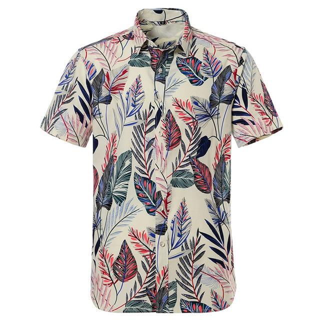 Summer Pure Cotton Mens Hawaii Flower