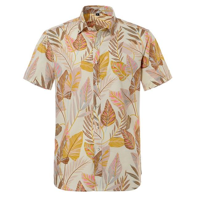Summer Pure Cotton Mens Hawaii Flower