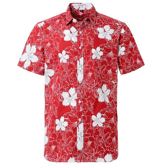 Summer Pure Cotton Mens Hawaii Flower