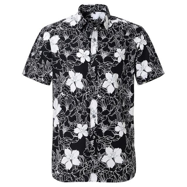 Summer Pure Cotton Mens Hawaii Flower