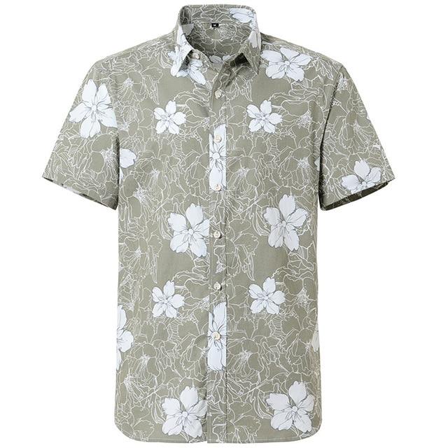 Summer Pure Cotton Mens Hawaii Flower