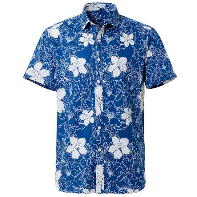 Summer Pure Cotton Mens Hawaii Flower