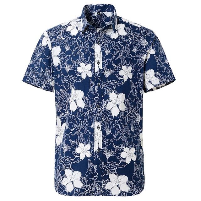 Summer Pure Cotton Mens Hawaii Flower