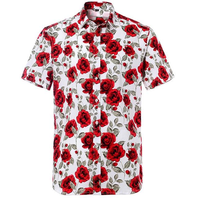 Summer Pure Cotton Mens Hawaii Flower