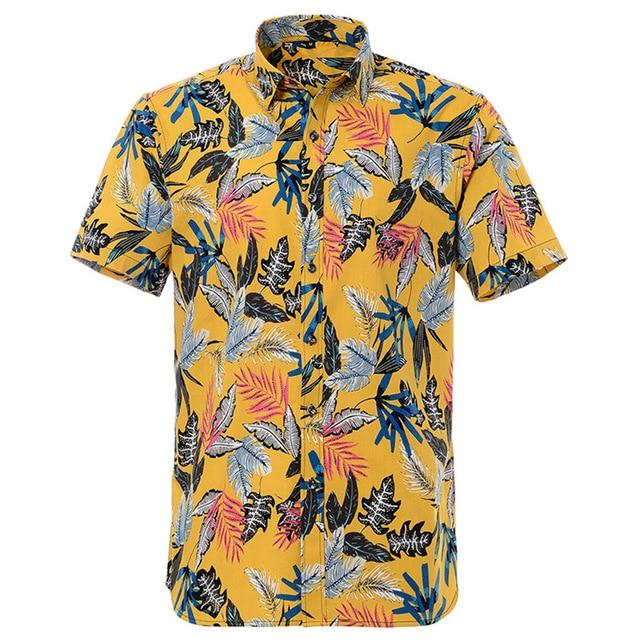 Summer Pure Cotton Mens Hawaii Flower