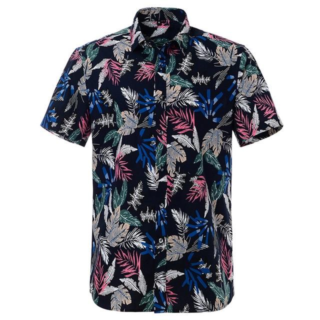 Summer Pure Cotton Mens Hawaii Flower