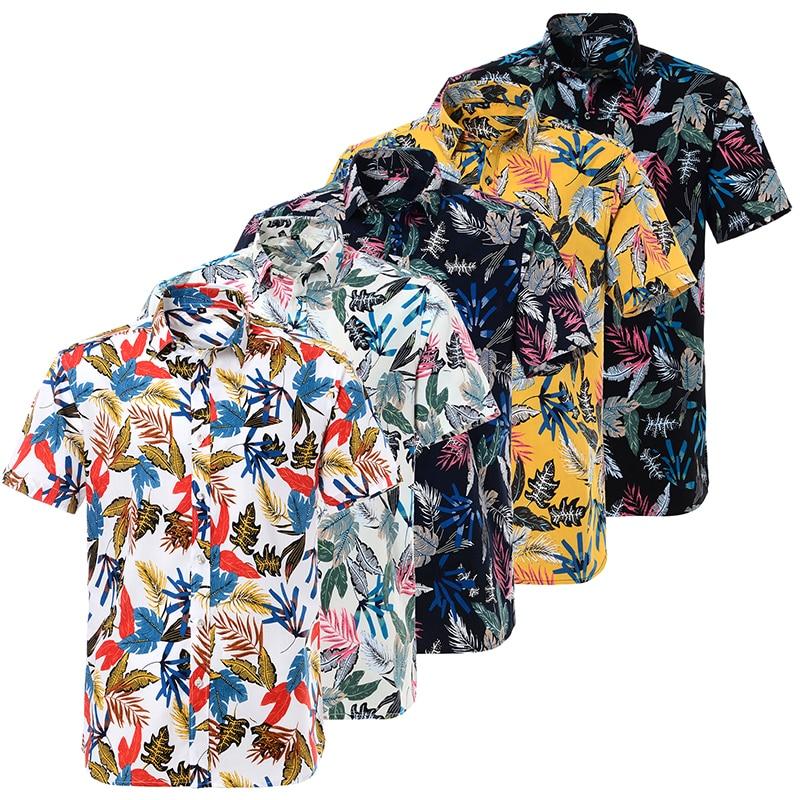 Summer Pure Cotton Mens Hawaii Flower