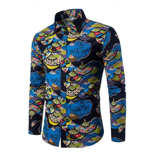 Flower Print Mens Dress Shirts Summer New Casual Hawaii Male Shirt camisa masculina