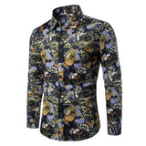 Flower Print Mens Dress Shirts Summer New Casual Hawaii Male Shirt camisa masculina
