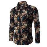 Flower Print Mens Dress Shirts Summer New Casual Hawaii Male Shirt camisa masculina